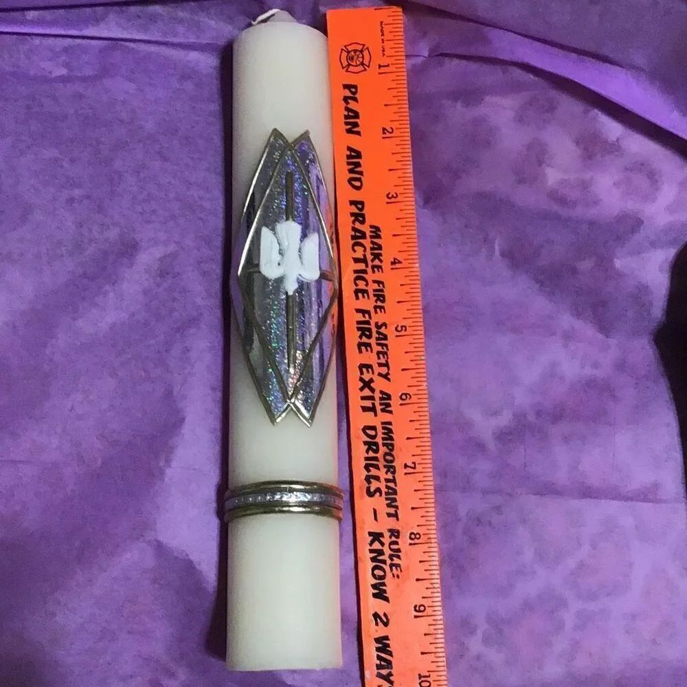 Vintage 10 inch tall inch and a half wide baptism candle